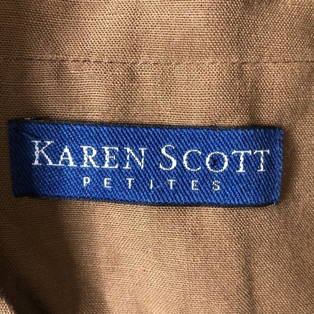 NEW KAREN SCOTT Petites Linen & Cotton Mocha Brown Button Front Blazer Size 10P - Picture 4 of 9